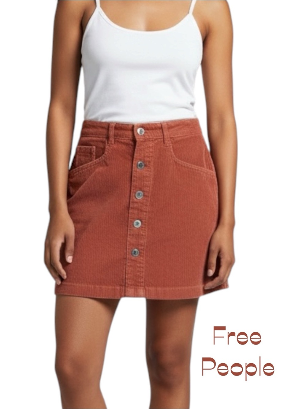 Free People Rust Corduroy Cotton Bohemian Festival Mini Skirt Size 4